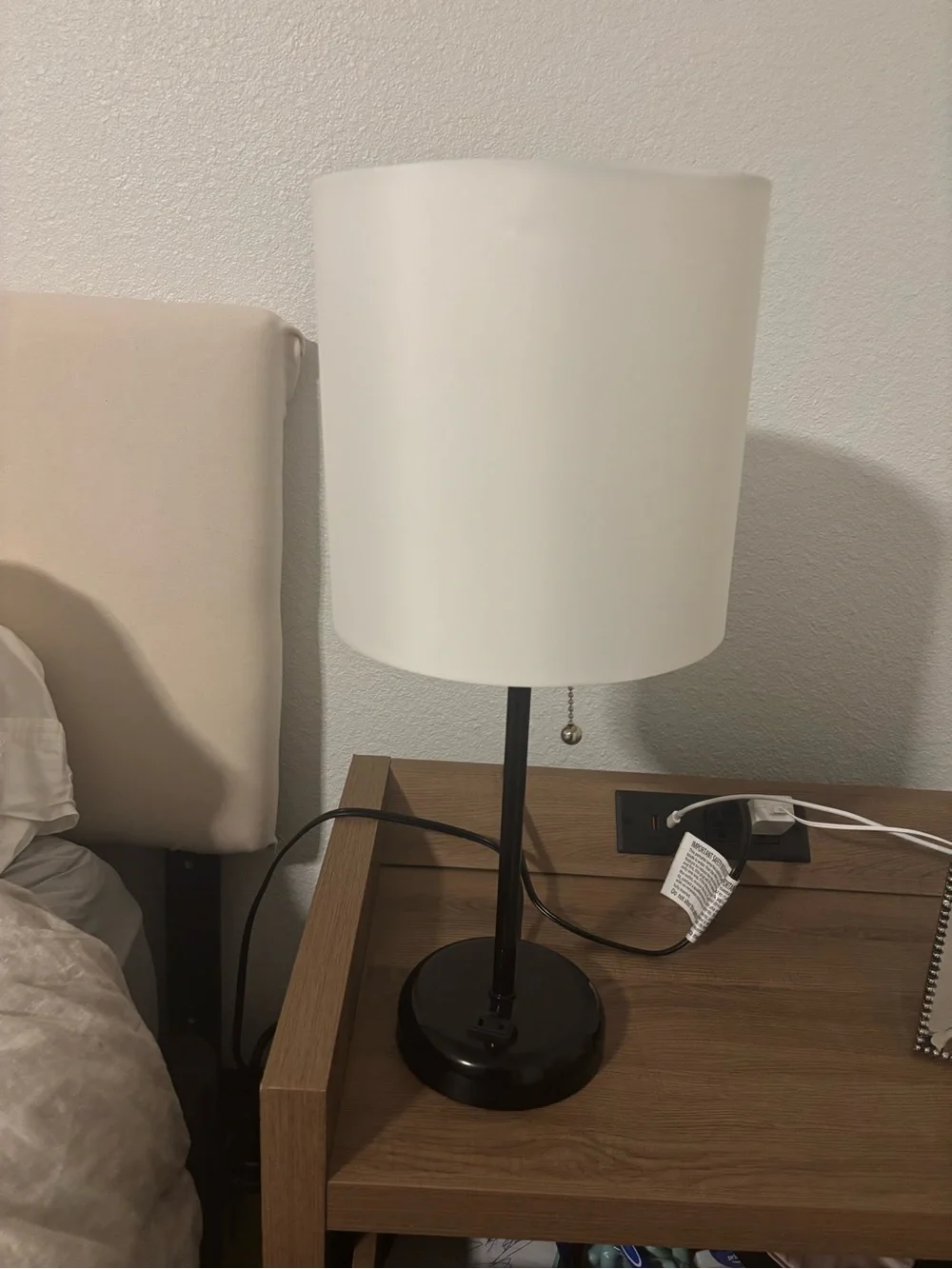 Modern Black Table Lamp with Cream Shade - Home Accents